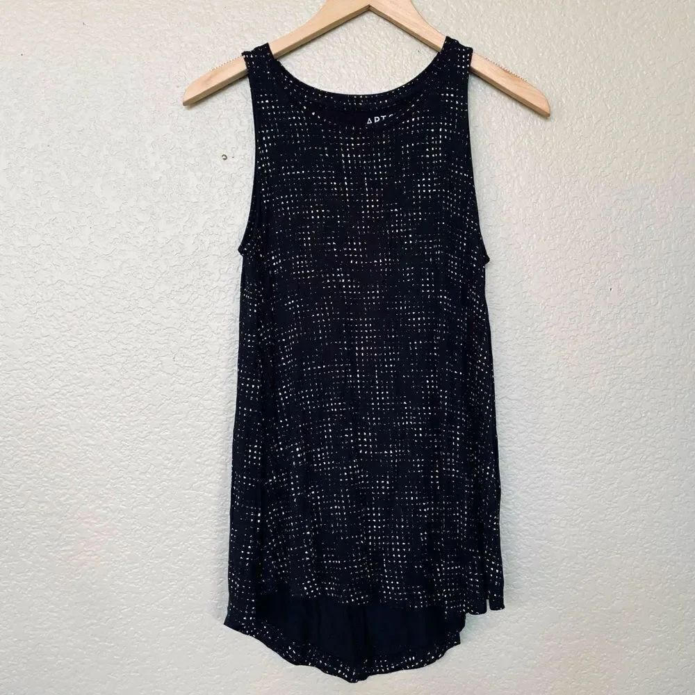 Apt. 9 Soft Stretchy Black Print Sleeveless Top XS